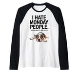 Grumpy Dog I Hate Monday People Funny Dog Lover Humor Raglan Baseball Tee