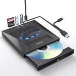 UNITEK External CD DVD Drive for laptop, USB 3.0 Type-C Portable CD/DVD +/-RW Drive/DVD Player with SD Card Reader USB 3.0 USB C Hub CD ROM Burner Compatible for Desktop PC Windows Linux OS Apple Mac