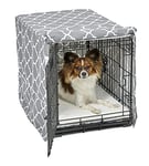 New World BCVR-24GYT Housse de caisse pour chien avec tissu protecteur en téflon, housse de caisse pour chien compatible avec les caisses New World et Midwest de 60,96 cm, motif design gris clair