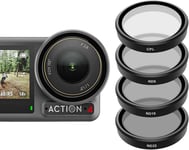 4 Pack filtres d'objectif de caméra pour DJI Osmo Action 4 Action 3, CPL ND32 ND16 ND8 Polarisant Neutral Density HD Filter Lens Housse de Protection pour DJI Action Accessoires