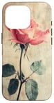 Coque pour iPhone 16 Pro Rose grunge douce subtile florale vintage