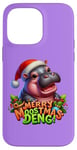 Coque pour iPhone 14 Pro Max Adorable bébé hippopotame Moo Deng Merry Moostmas Christmas Cheer