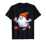 Cute Ghost Drinking Coffee Halloween Ghost with pumpkin girl T-Shirt