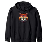 Retro Sunglasses York Chocolate Cat Zip Hoodie