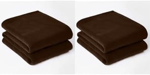 Dreamscene Large Warm Polar Fleece Throw Over Soft Luxury Sofa Bed Blanket, Plain Chocolate Brown - 120 x 150 cm (Pack of 2)