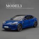 1:24 Tesla Roadster Model Y Model 3 Tesla Model S Legering Leksaksbil Modell Ljud Och Ljus Barnleksak Samlarobjekt Födelsedagspresent Model 3 Blue