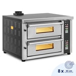 Royal Catering Elektrisk pizzaovn - 4+4 x 33 cm 2 kammer 8400 W 400 V digital ildleirestein