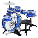 Batterie Enfant 16x Junior Kit Musical Jazz Jouet, Bleu