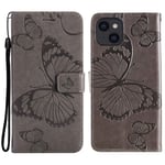 Trolsk Imprint Big Butterfly Wallet (iPhone 14) - Harmaa