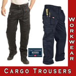 Lee Cooper Mens Cargo Work Trousers Multi Pocket Heavy Duty Safety Pants 34"