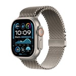 Apple Watch Ultra 2 GPS + Cellular, Boîtier en Titane Naturel de 49 mm, Bracelet Milanais Titane Naturel - Medium