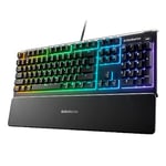 SteelSeries Apex 3 - RGB Gaming Keyboard - 10-Zone RGB Illumination - Premium Magnetic Wrist Rest - American QWERTY Layout, Black