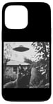 Coque pour iPhone 13 Pro Max Cat Selfie with UFO Weird 50s Photo --