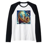 Christmas Voyage Jesus and Santa Illuminating the Night Raglan Baseball Tee