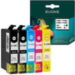 5 Epson tulostimen mustekasettien sarja 2x T1281 + T1282 + T1283 + T1284 XL , 2x 12 ml ja 340 sivua mustaa , 10 ml ja 500 sivua kutakin väriä , yhteensopiva T1281 S22 SX125 SX130 SX230 SX235W SX235W S