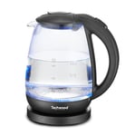 Techwood Bouilloire Electrique en Verre 1,7L-2200W, 1.7 liters, Noir TB-1717V