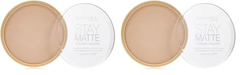 Rimmel - Poudre Compact Stay Matte - Anti-brillance - Fini mat et naturel - 005 Beige soyeux - 14gr (Lot de 2)