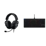 Logitech G PRO X Casque Gaming Over-Ear avec Micro BLUE VO!CE + Logitech G PRO TKL Tenkeyless Clavier Gaming Mécanique