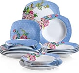 VEWEET'Hannah' 18-Piece Dinner Set, Porcelain Combination Set, Dinnerware Sets for 6 People with 6 Dessert Plates, 180 ml Soup Plates and Dinner Plates