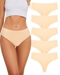 VOENXE Strings Tanga Femme sans Couture Chic,Taille Haute Feminin sous-VêTements,Slip Invisible Multipack Thong,Confortable Women Underwear Tanga,Lot De 5