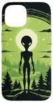 Coque pour iPhone 15 Tête d'extraterrestre verte mignonne visage OVNI || Alien