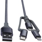 Cirafon Sync/charge Cable Am To 3-in-one 1.2m Braided B Mfi 1.2m Grå