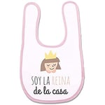 Supermolon - 02871 - Bavoir - Soy la Reine de la Maison - Bavoir Bébé avec Velcro, Rose Pastel, Mixte