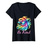 Womens be kind rainbow fish teacher life teaching back to school V-Neck T-Shirt