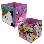 Squishmallows Storage Cubes 2 Pack Foldable Kids Toys Compact Organiser Box Pink