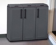 Dmora Armoire déchets d'extérieur ou intérieur, meuble sacs à 3 portes pour tri sélectif, 100% Made in Italy, 102 x 37 h 84 cm, couleur gris, Plastique Polyuréthane, 102 x 37 x 90