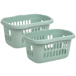 2 x Plastic Hipster 60L Laundry Basket Washing Clothes Storage Linen Bin UK SAGE