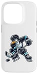 Coque pour iPhone 14 Pro Dessin animé de joueur de hockey pingouin cool