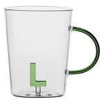 LA PORCELLANA BIANCA - Tasse lettre H en verre borosilicate, capacité 400 cc, collection Allalettre