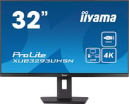 Prolite XUB3293UHSN-B5 80cm 31,5"" IPS LED Monitor 4K UHD HDMI DP USB3.0 USB-C 65W LAN KVM-Switch Slim-Line Höhenverstellung Schwarz.[G163]