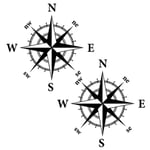 2 st kompass klistermärken för bil, vattentäta vinyldekaler för alla husbilar, lastbilar, skåpbilar, 15 cm x 15 cm, matt svart