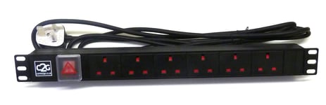 19” 1U 6 Way Rack Mount Power Distribution Unit PDU For Data Lan Cabinet Switch