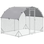 PawHut Walk In Chicken Run Galvanised Chicken Coop Hen Poultry House Cage Rabbit Hutch Pet Playpen Garden with Water-Resist Cover, 2.8 x 1.9 x 2m