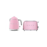 PACK  Bouilloire 0.8L 1400W + Grille-Pain Toaster 2 Fentes 950W Rose SMEG