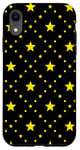 iPhone XR Yellow Black Circle Star Dots Galaxy Fireworks Pattern Case