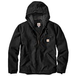 Carhartt Men's Relaxed Fit Washed Duck Sherpa-Lined Jacket Work Utility Outerwear, Black, S