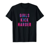 Girls Kick Harder England Heraldic Lions Pink Blue T-Shirt