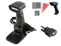 KALEA-INFORMATIQUE Douchette Scanner pour Codes à Barres Type EAN et Codes 2D Type QR Code. Liaison série COM RS232. Fournie avec Stand, flashage Automatique