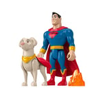 DC Comics Krypto Super Chien, Coffret Superman et Krypto, 2 Figurines articulées (15 et 10cm) et 1 Accessoire, Jouet Enfant, Dès 3 Ans, HGL02