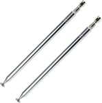 Lot De 2 Antennes Télescopiques 10 Sections 200-1200 Mm De Diamètre 10 Mm Dab Fm Antenne De Remplacement Pour Radio Tv Vhf/Uhf Système Sans Fil En Acier Inoxydable, Argent