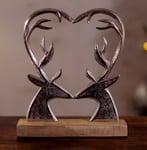 Christmas Stag Ornament Decoration Wooden Metal Love Antlers Reindeer Heart Xmas