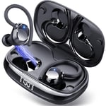 Wireless Earbuds, Bluetooth 5.3 Headphones Deep Bass, 80H Wireless Headphones with 4 HD ENC Noise Cancelling Mic, Wireless Earphones IPX7 Waterproof, Ear Buds with Earhooks for Sport/Running/Gym