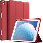 Coque Pour Ipad Air 3 (10,5 Pouces 2019, 3ème Génération) Et Ipad Pro 10,5 Avec Porte-Stylet, Étui Housse Mince Tablette Avec Dos En Tpu Souple, Réveil/Veille Automatique (Rouge)