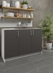 Kitchen Base Sink Unit 1200mm Storage Cabinet With Doors 120cm - Dark Grey Matt