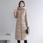 EIJFKNC Hiver Femmes Veste Longue à Capuche en Coton rembourré Femme Manteau Chaud Outwear Femmes Parka, Kaki, L