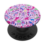 licorne pégase cheval arc-en-ciel gribouillage crème glacée cactus mignon PopSockets PopGrip Adhésif